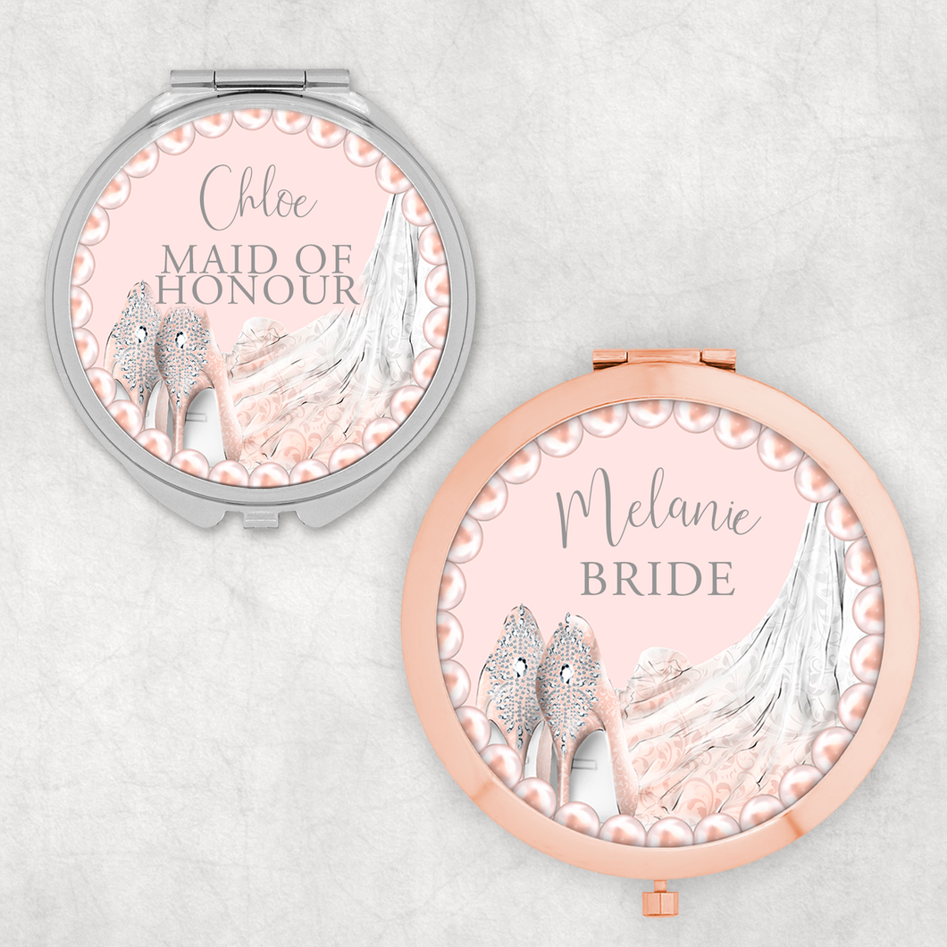 Wedding Role Dress and Shoes Personalised Wedding Compact Mirror