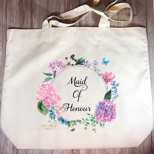 Maid Of Honour Floral Wreath Wedding Tote Bag - Tote Bag - Molly Dolly Crafts