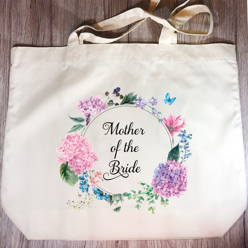 Mother of the Bride Floral Wreath Wedding Tote Bag - Tote Bag - Molly Dolly Crafts
