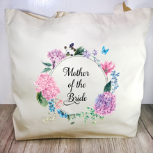 Load image into Gallery viewer, Mother of the Bride Floral Wreath Wedding Tote Bag - Tote Bag - Molly Dolly Crafts
