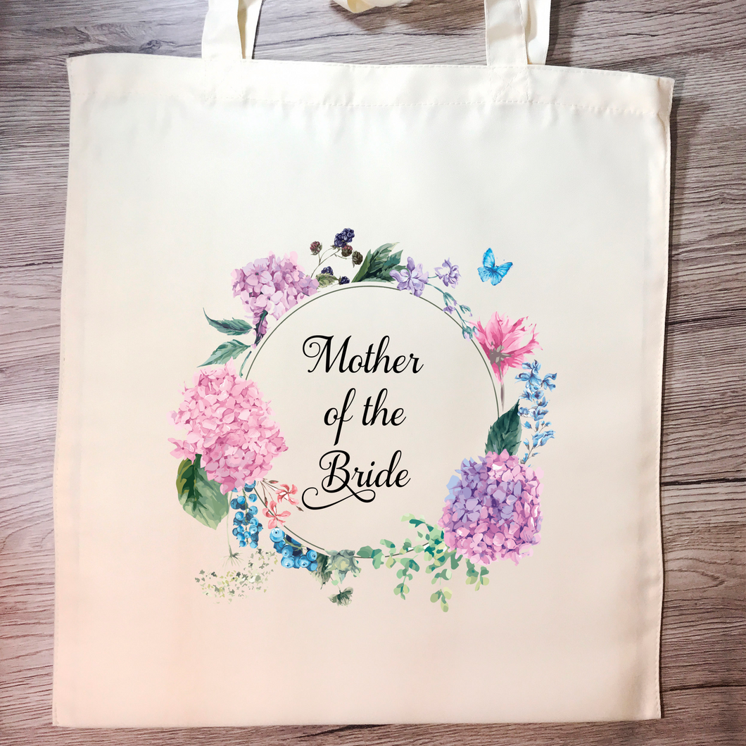 Mother of the Bride Floral Wreath Wedding Tote Bag - Tote Bag - Molly Dolly Crafts