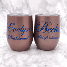 Load image into Gallery viewer, Personalised Wedding Role 400ml Stemless Wine Tumbler - Bottles - Molly Dolly Crafts
