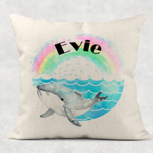 Load image into Gallery viewer, Whale Rainbow Personalised Cushion
