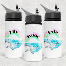 Load image into Gallery viewer, Whale Rainbow Personalised Aluminium Straw Water Bottle 650ml
