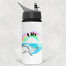 Load image into Gallery viewer, Whale Rainbow Personalised Aluminium Straw Water Bottle 650ml
