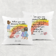 Load image into Gallery viewer, When You Are Missing Cuddles Hug Isolation Comfort Cushion Linen White Canvas
