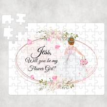 Load image into Gallery viewer, Will you be my Flower Girl, Bridesmaid, Maid of Honour Proposal Jigsaw Various Sizes
