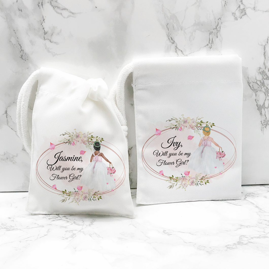 Will you be my Flower Girl, Bridesmaid, Maid of Honour Proposal Small Drawstring Bag