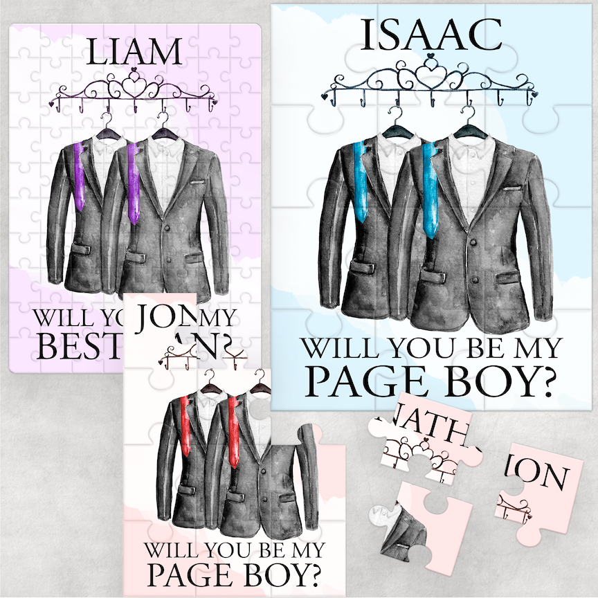 Will you be my Page Boy, Ring Bearer, Usher, Best Man Proposal Jigsaw Various Sizes
