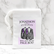Load image into Gallery viewer, Will you be my Page Boy, Usher, Ring Bearer Proposal Small Drawstring Bag
