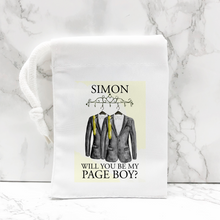 Load image into Gallery viewer, Will you be my Page Boy, Usher, Ring Bearer Proposal Small Drawstring Bag
