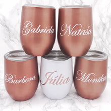 Load image into Gallery viewer, Personalised 400ml Stemless Wine Tumbler available in Black, White and Rose Gold - Bottles - Molly Dolly Crafts
