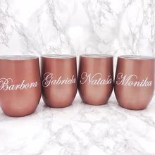 Load image into Gallery viewer, Personalised 400ml Stemless Wine Tumbler available in Black, White and Rose Gold - Bottles - Molly Dolly Crafts
