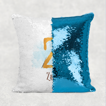 Load image into Gallery viewer, Wizard Alphabet Watercolour Mermaid Sequin Cushion
