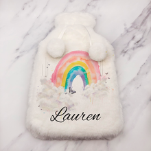 Load image into Gallery viewer, Wonky Rainbow Personalised Hot Water Bottle Cover
