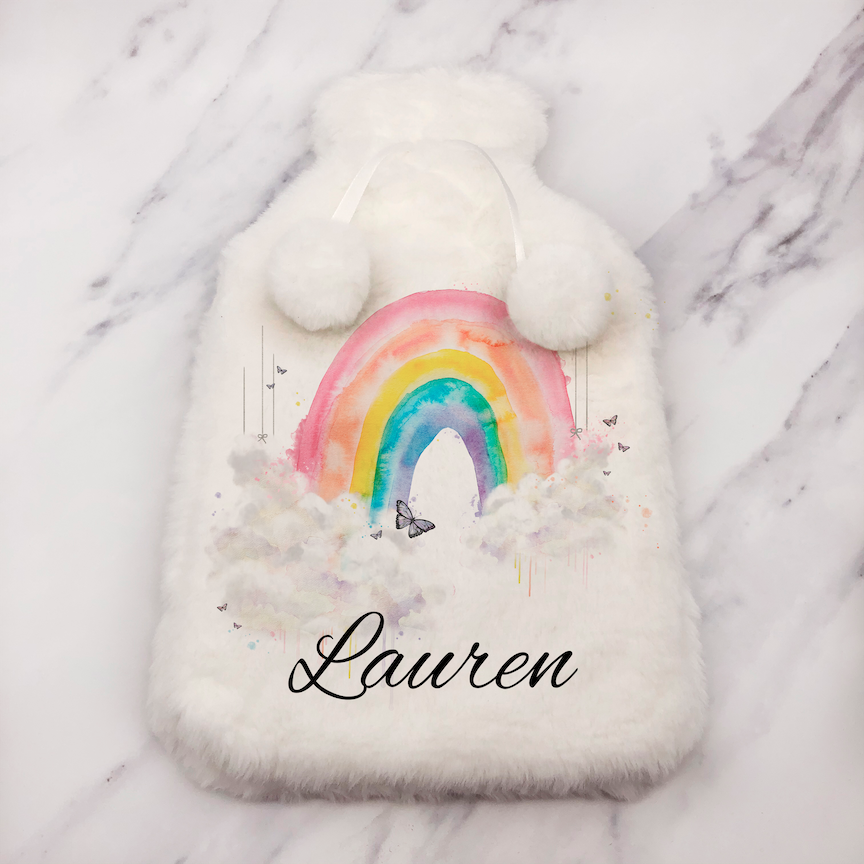 Wonky Rainbow Personalised Hot Water Bottle Cover