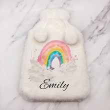 Load image into Gallery viewer, Wonky Rainbow Personalised Hot Water Bottle Cover
