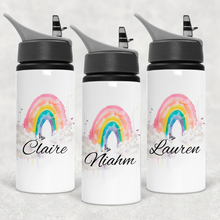 Load image into Gallery viewer, Wonky Rainbow Personalised Aluminium Straw Water Bottle 650ml
