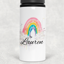 Load image into Gallery viewer, Wonky Rainbow Personalised Aluminium Straw Water Bottle 650ml
