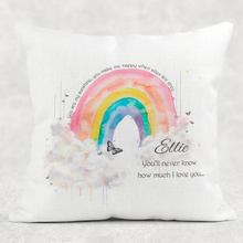 Load image into Gallery viewer, You Are My Sunshine I Love You Rainbow Personalised Cushion Linen White Canvas
