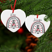 Load image into Gallery viewer, Zebra Rainbow Ceramic Round or Heart Christmas Bauble
