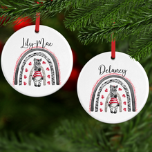 Load image into Gallery viewer, Zebra Rainbow Ceramic Round or Heart Christmas Bauble
