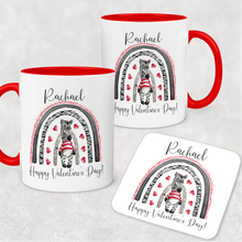 Load image into Gallery viewer, Zebra Rainbow Red Valentine&#39;s Day Personalised Mug and Coaster Set
