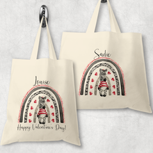 Load image into Gallery viewer, Zebra Rainbow Valentine&#39;s DAy Personalised Tote Gift Bag
