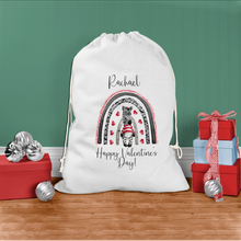 Load image into Gallery viewer, Zebra Rainbow Personalised Valentine&#39;s Day Gift Sack
